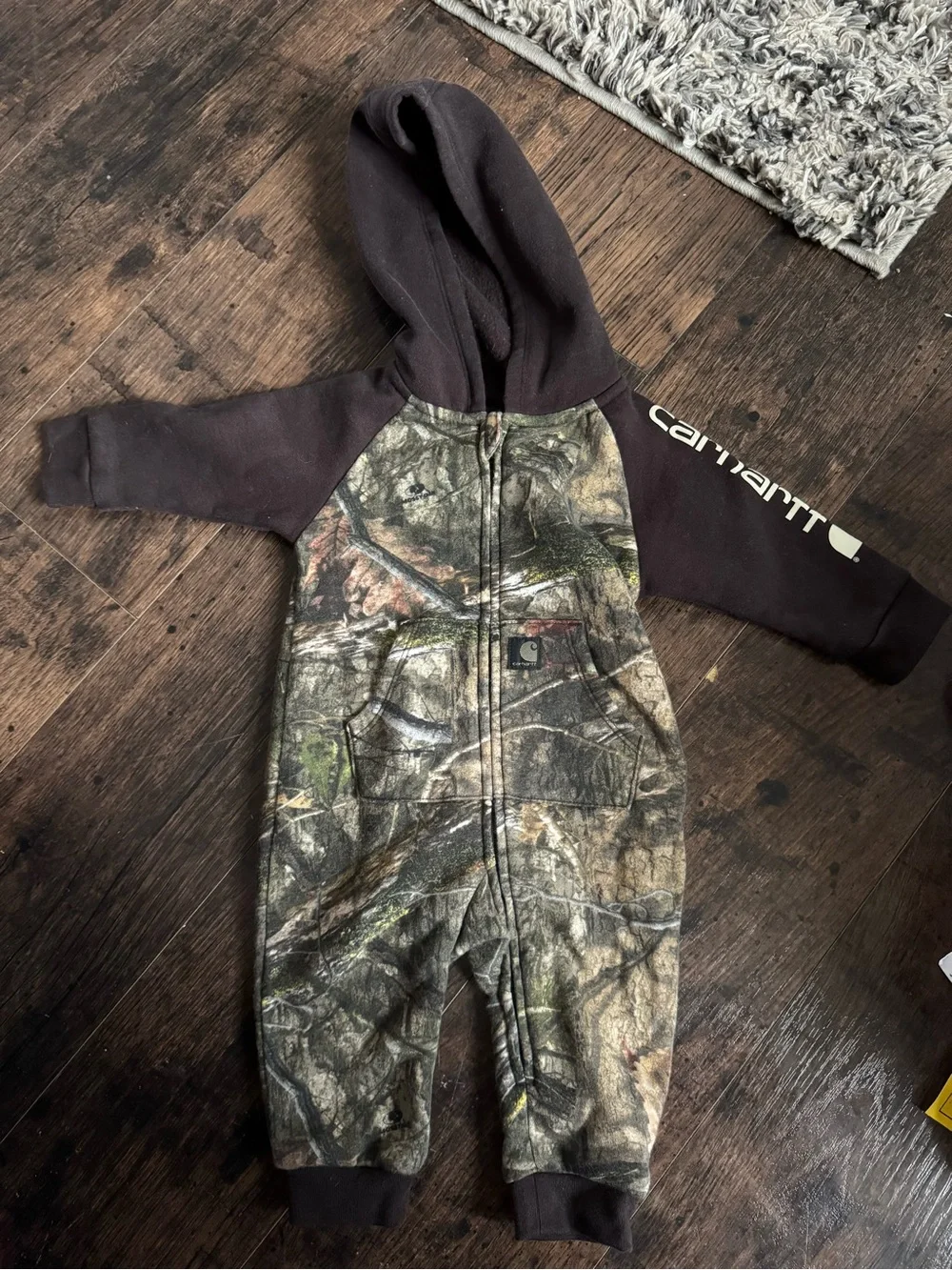Carhartt baby Camo Hooded Coverall - Brown/Green